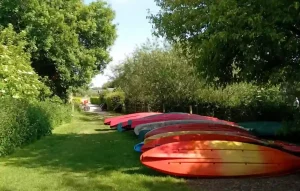 colourful kayaks lined up